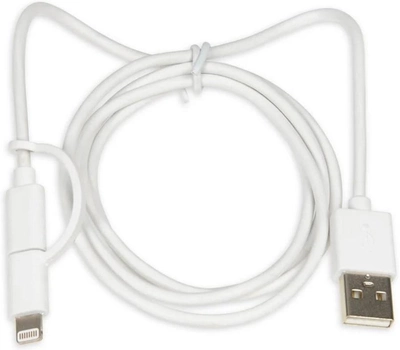 Кабель iBOX USB 2-в-1 Type-A / Micro-B + Lightning MFi 1 м Білий (IKUML2W1)