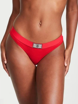 Трусики Victoria's Secret стринги красные S / Shine Cotton Thong