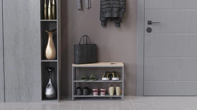 Банкетка універсальна Ferrum-decor Слайм 45x63x26 сірий ДСП Дуб Сан-Маріно 16мм (XK00014)