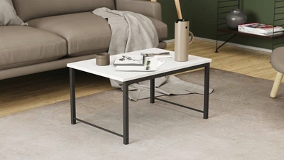 Стіл журнальний приставний Террі Комбо Ferrum-decor 345x662x440 Чорний метал ДСП Білий 16 мм (TERRIK001)