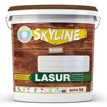Лазурь для дерева Skyline LASUR Wood декоративно-защитная Белая 5 л