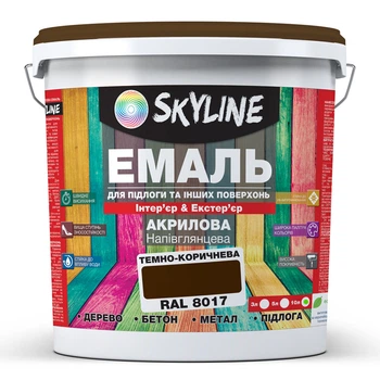 Эмаль для пола акрил-полиуретановая SkyLine Коричневый RAL 8017 10 л