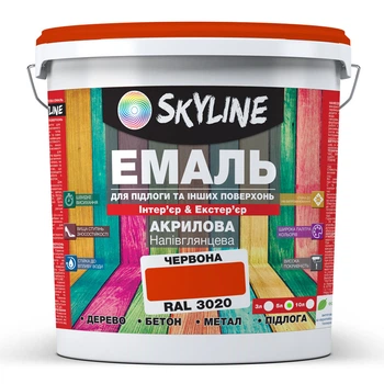 Эмаль для пола акрил-полиуретановая SkyLine Красный RAL 3020 5 л