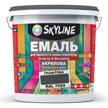 Эмаль для пола акрил-полиуретановая SkyLine Графитовый RAL 7024 10 л