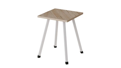 Табурет Ferrum-decor 430x320x320 Белый металл ДСП Дуб Сан-Марино 16 мм (TAB009)
