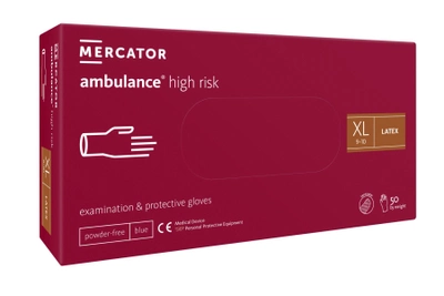 Рукавички латексні Mercator Medical Ambulance High Risk підвищеної міцності XL Сині 50 шт (00-00000020)
