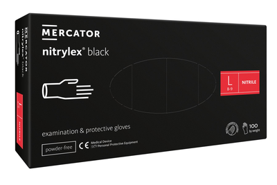 Рукавички нітрилові Mercator Medical Nitrylex Black L Чорні 100 шт (00-00000015)