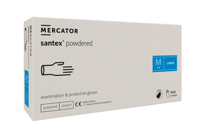 Рукавички латексні Mercator Medical Santex Powdered M Кремові 100 шт (00-00000191)
