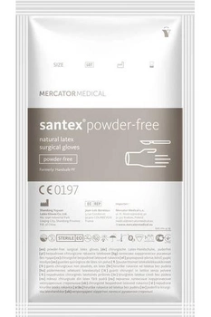 Рукавички хірургічні латексні Mercator Medical Santex Powder-Free 8.0 Кремові 1 пара (00-00000163)