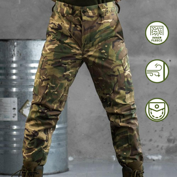 Мужские зимние штаны саржа на флисе / Утепленные брюки с манжетами на хлястиках мультикам размер 2XL