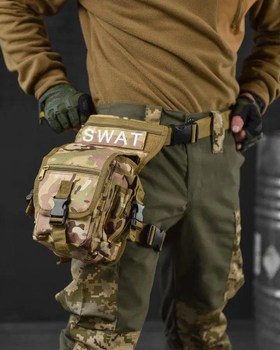 Тактическая поясная сумка на ногу SWAT Cordura 1000D мультикам (11926)