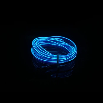 Гибкий неоновый шнур в салон авто 5 м в USB Синий, холодный неон (с инвертором), контурная подсветка