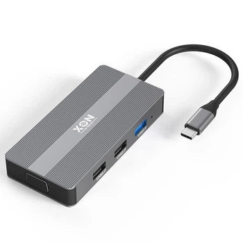 Док-станция XON SmartHub 8 в 1 (VGA, HDMI, SD/TF, 2xType-C, 2xUSB3.0) Серый (UHCHP082322G 5207)