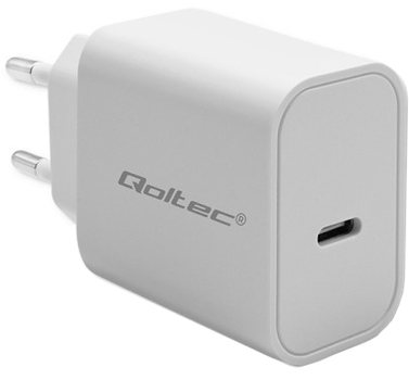 Мережевий зарядний пристрій Qoltec Super Quick PD charger USB-C 20W 5-12V 1.67-3A White