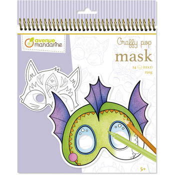 Maski do kolorowania Avenue Mandarine Graffy Pop Mask Fantastic Animal 24 szt (3609510521387)