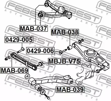 Сайлентблок заднего продольного рычага Pajero 00-, FEBEST (MAB039)