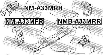 Сайлентблок задней подушки двигателя Maxima 00-06, FEBEST (NMBA33MRR)