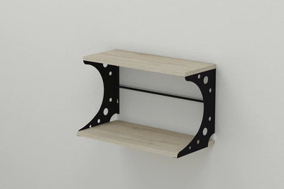 Полка настенная Ferrum-decor Букин 330x600x240 металл Черный ДСП Сонома 16 мм (BUK0025)