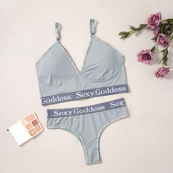 Комплект нижнего белья бюстгальтер топ и трусики New Style One Size S/М серый (2-224)