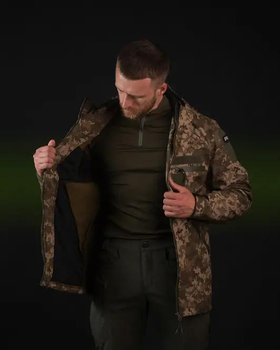 Куртка мужская с капюшоном демисезон Omega Softshell Пиксель XS
