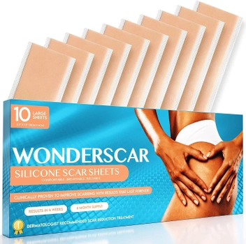 Силіконовий пластир від шрамів та рубців WONDERSCAR (10 листів 145х40 мм)