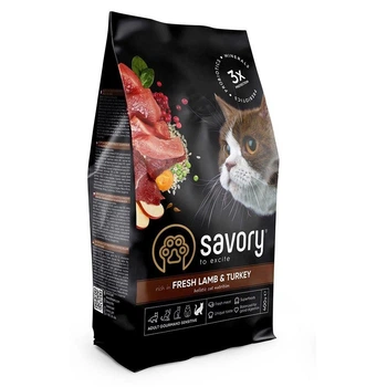 Сухой корм Savory Cat Adult Sensitive Digestion Fresh Lamb and Turkey для кошек с чувствительным пищеварением с ягненком и индейкой 0,4 кг (30075)