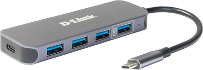 Hub USB D-Link DUB-2340 5-in-1 USB-C to 4-Port USB 3.0 with Power Delivery Silver