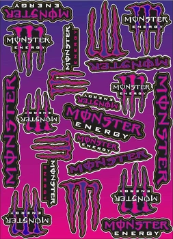 Стікерпак наклейки для мотоцикла або автомобіля Monster energy violet