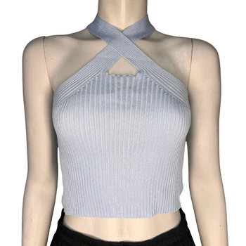 Женский трикотажный топ Eleve fashion голубой one size