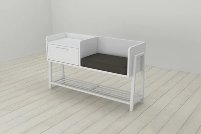 Банкетка с тумбочкой Ferrum-decor Бланка 540x1000x320 металл Белый ДСП Белое 16 мм (BLA0008)