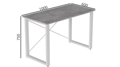 Письмовий стіл Ferrum-decor Драйв 750x1000x600 Білий метал ДСП Бетон 32 мм (DRA147)