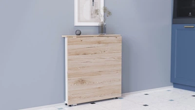 Стол-книжка трансформер Орион 1 Ferrum-decor 750x810x730 Белый металл ДСП Дуб Сан-Марино 16 мм (ORI109)