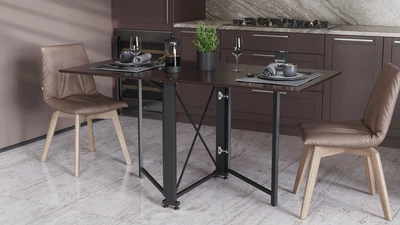 Стол-книжка трансформер Орион 2 Ferrum-decor 750x1520x730 Черный металл ДСП Венге Магия 16 мм (ORI203VB)