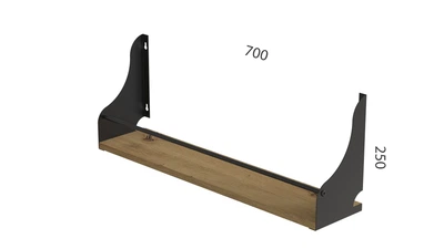 Полка настенная Ferrum-decor Изи 260x700x150 металл Черный ДСП Дуб Артизан 16 мм (IZI0048)