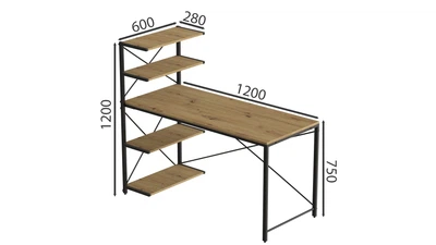 Компьютерный стол Ferrum-decor Джек 75x140x60 Черный ДСП Артизан (DJEK0027)