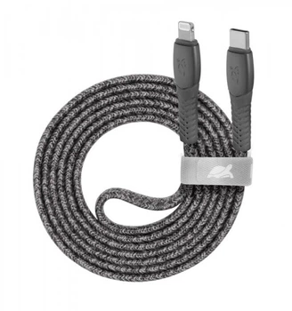 Кабель Rivacase PS6107 GR12, Lighting/Type-C, тканевая оплетка, 1.2 м, 3 А, 60 Вт, серый