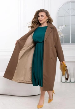 Двобортне пальто oversize ST-Style 52490 58-60 Шоколадний