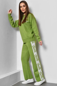 Костюм женский расклешенный салатового цвета Fashion размер 44-46 (174393)