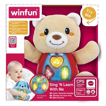 Мягкая интерактивная игрушка WinFun Мишка, 16см, музыка, звук, свет, плюш, на батарейках, в коробке, 19,5-2,