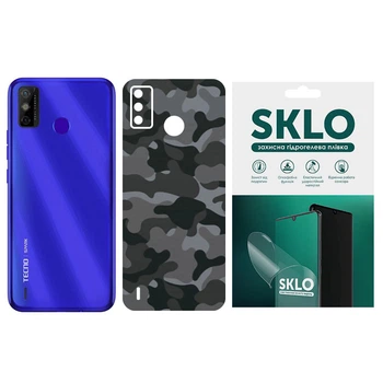 Защитная плёнка SKLO Back Camo на тыльную сторону для TECNO Spark 6 (Серый / Army Gray) (173504)
