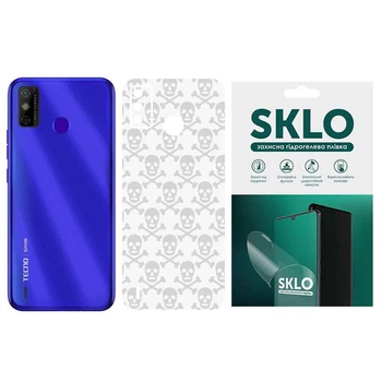 Защитная плёнка SKLO Back Transparent на тыльную сторону для TECNO Spark 6 (Прозрачный / Черепа) (161674)