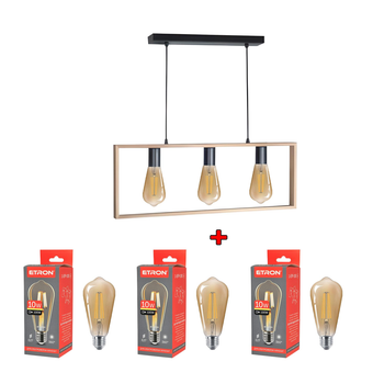 Комплект светильник Vesta Light Wooden Frame Натуральный + 3 лампы ST64