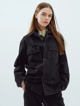 Куртка джинсова жіноча Uniqlo 814397244 S Чорна (1159797487)