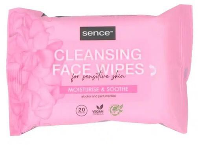 Серветки для обличчя Sence Beauty Sensitive очищаючі з вугіллям 20 шт (8720604313222)