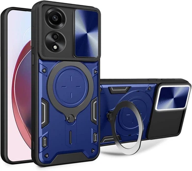 Чехол Magnetic Shield для OPPO A78 бампер противоударный с подставкой Blue