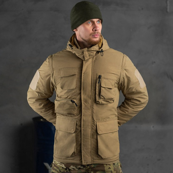 Чоловіча вологозахищена куртка-жилет з хутряним утеплювачем / Трансформер 2в1 "Outdoor" койот розмір M