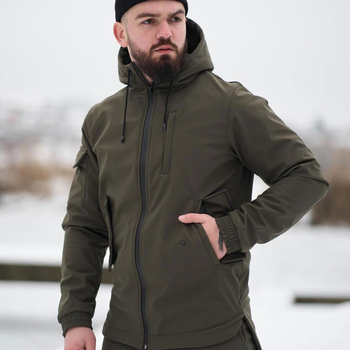 Мужская демисезонная Куртка Intruder SoftShell с капюшоном хаки размер M