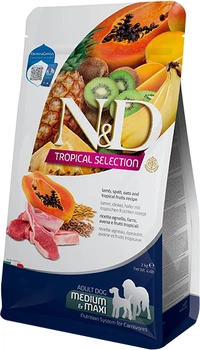 Сухой низкозерновой корм Farmina N&D TROPICAL SELECTION для взрослых собак средних и больших пород с ягненком и тропическими фруктами 10 кг (8010276042347)