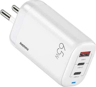 Зарядний пристрій Remax Ligil Series 65W 3A PD + QC Fast Charger White (RP-U55)