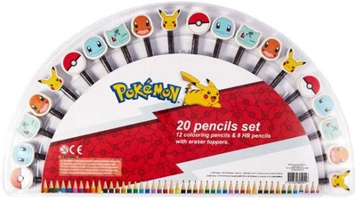 Zestaw kolorowych ołówków Euromic Pokemon z gumką 20 szt (5701359805951)